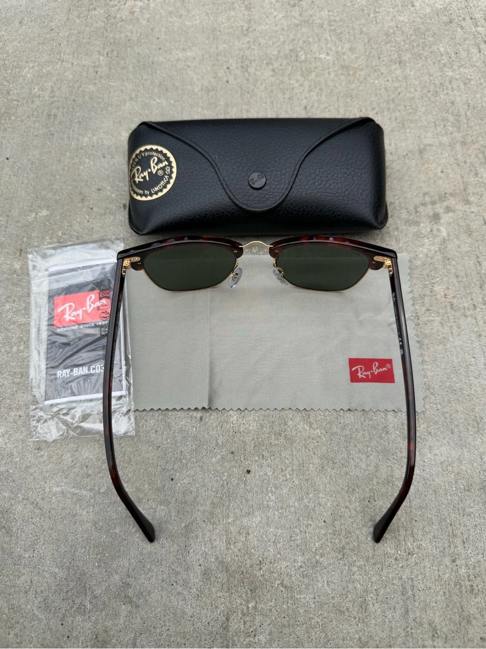 RayBan RB3016 Clubmaster Sunglasses Tortoise Gold Arista Frame G-15 Lens